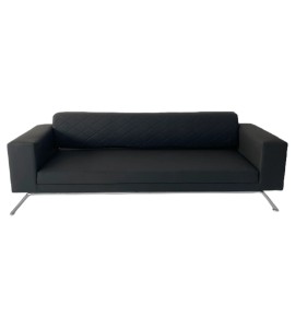 Demir Ayaklı Siyah Deri Üçlü Koltuk Kiralama 35x180x50