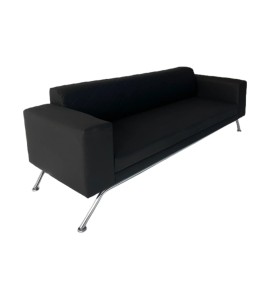 Demir Ayaklı Siyah Deri Üçlü Koltuk Kiralama 35x180x50