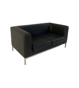 Demir Ayaklı Siyah Deri İkili Koltuk Kiralama 45x130x65