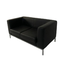 Demir Ayaklı Siyah Deri İkili Koltuk Kiralama 45x130x65