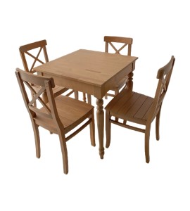 Ahşap Çapraz Izgaralı Sandalyeli Masa Sandalye Takımı 4 Kişilik Kiralama