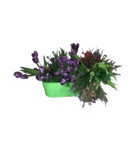 Yapay Çiçekli Demir Çanak Saksı Kiralama