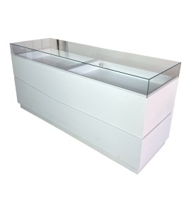 Led’li Beyaz Ahşap Camlı Ürün Sergileme Deski Kiralama 95x200x65