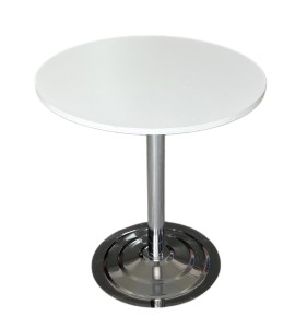 Krom Ayaklı Beyaz Yuvarlak Ahşap Masa Kiralama 75×70