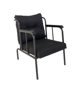 Ahşap Kol Detaylı Profil Ayaklı Tekli Siyah Berjer Koltuk Kiralama