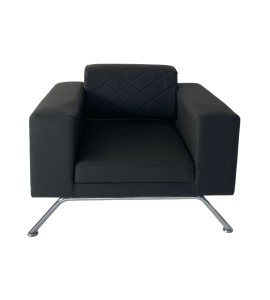 Demir Ayaklı Siyah Deri Tekli Berjer Koltuk Kiralama 40x60x60