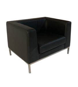 Demir Ayaklı Siyah Deri Tekli Berjer Koltuk Kiralama 40x60x60