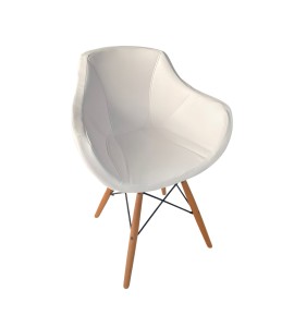 Çapraz Ahşap Ayaklı Beyaz Deri Sandalye – Misafir Koltuğu Kiralama 45x35x40