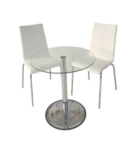 Beyaz Deri Döşemeli İnce Süngerli Mono Blok Mutfak Sandalyesi Takımı Kiralama