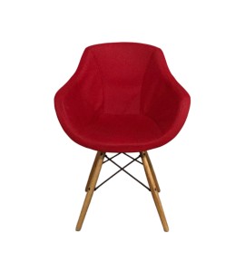 Çapraz Ahşap Ayaklı Kırmızı Deri Sandalye – Misafir Koltuğu Kiralama