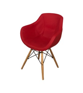 Çapraz Ahşap Ayaklı Kırmızı Deri Sandalye – Misafir Koltuğu Kiralama