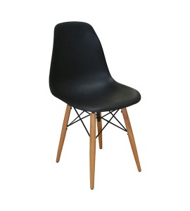 Woodesk Luna Ağaç Ayaklı Eames Siyah Sandalye Woodesk Luna Ağaç Ayaklı Eames Siyah Sandalye