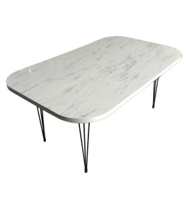 Demir Ayaklı Mermer Desenli Ahşap Yemek Masası Kiralama 75x170x105