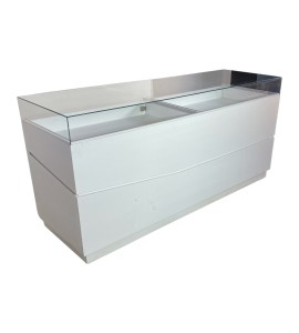 Led’li Beyaz Ahşap Camlı Ürün Sergileme Deski Kiralama 95x200x65