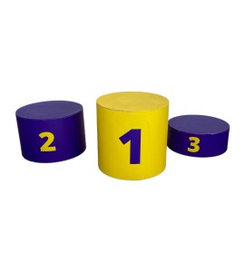 Sarı Lacivert Ahşap Silindir Kaide Sıralama Basamağı Kiralama 20-35-50