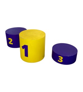 Sarı Lacivert Ahşap Silindir Kaide Sıralama Basamağı Kiralama 20-35-50