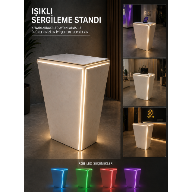 RGB LED Işıklı Ürün Sergileme Standı – Satış ve Kiralama