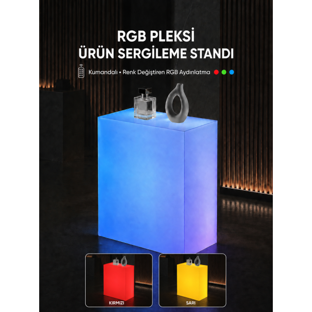Kumandalı RGB Pleksi Ürün Sergileme Standı – Satış ve Kiralama