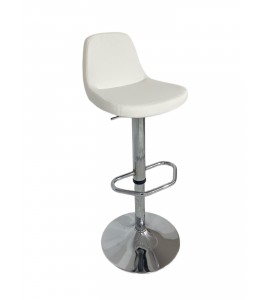 Beyaz Deri Yüksek Sırtlı Amortisörlü Pistonlu Bar Taburesi| Bar Sandalyesi Kiralama