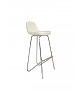 Beyaz Deri Sabit Bar Taburesi - Bar Sandalyesi