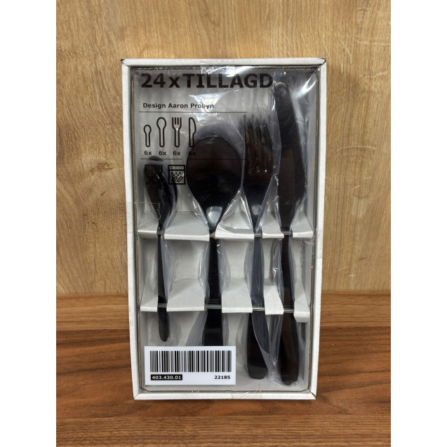 IKEA TILLAGD 24 Parça 6 Kişilik Çatal Bıçak Takımı – Siyah – Outlet