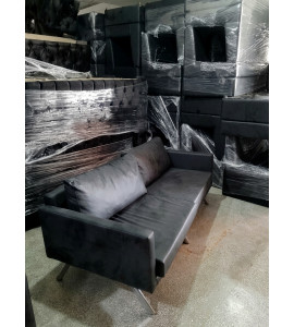 Metal Ayaklı Modern Siyah Kadife Koltuk