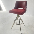 Krom Ayaklı Kırmızı Modern Bar Sandalyesi