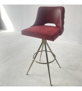 Krom Ayaklı Kırmızı Modern Bar Sandalyesi