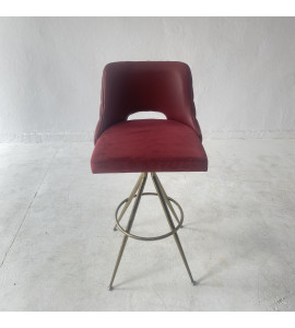 Krom Ayaklı Kırmızı Modern Bar Sandalyesi